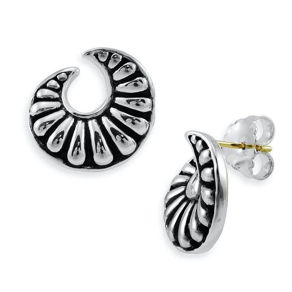 LAGOS Chi Chi Swirl Huggie Crescent Moon Earrings in Sterling Silver